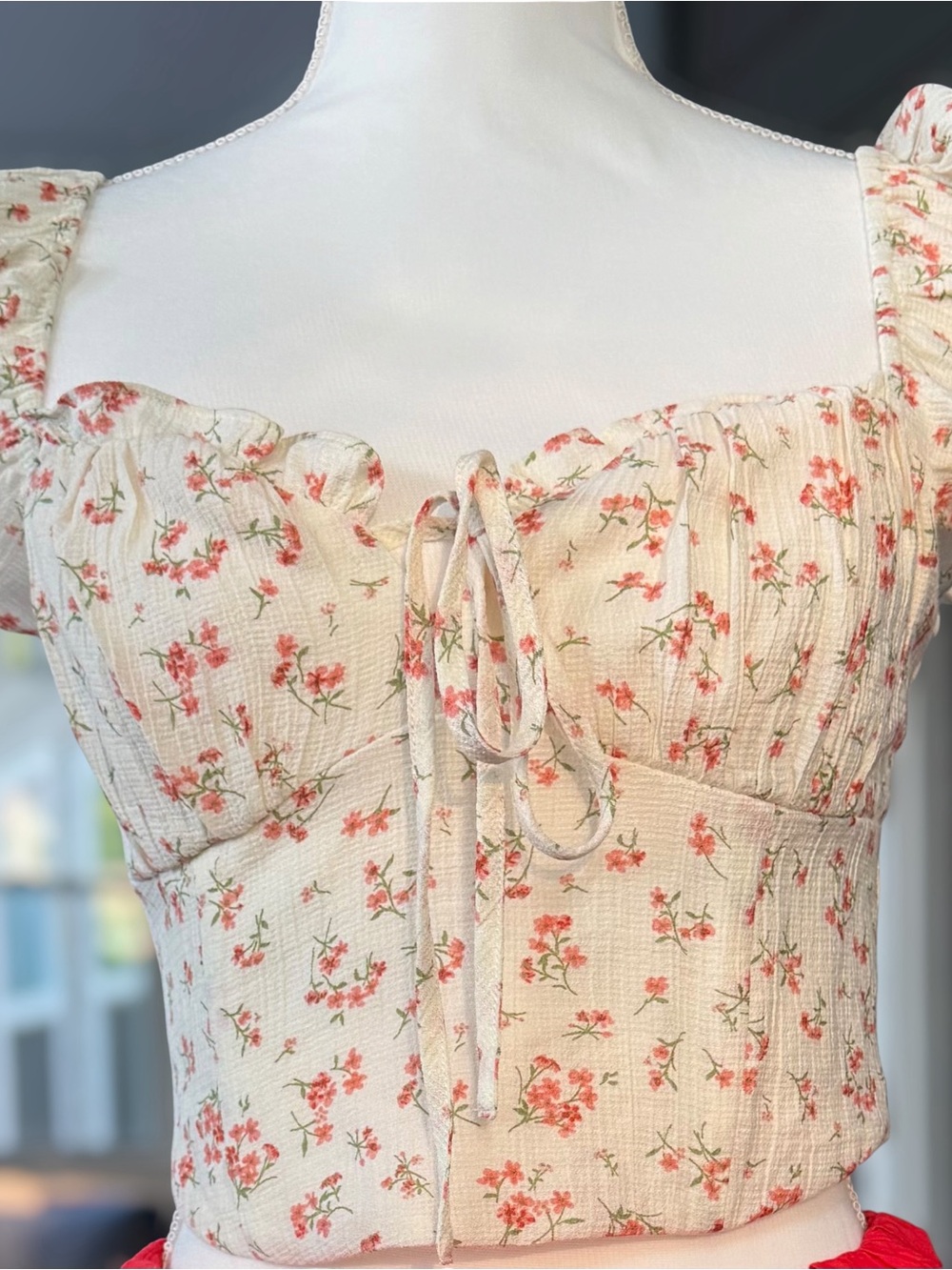 Pepper Floral Crop Top | Size M |Smocked Ruffle |Tie Front Summer |NWT